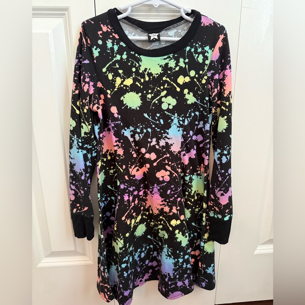Colorful Splatter Print Kids Casual Dress